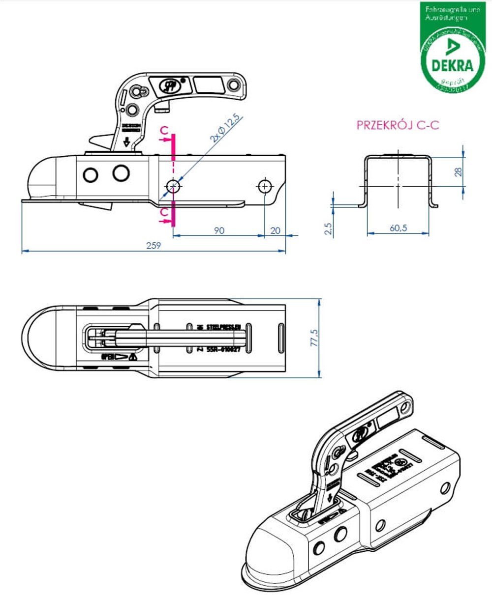Römork & Karavan Kaplin - 750 Kg - Dörtköşe 60 mm Bağlantı