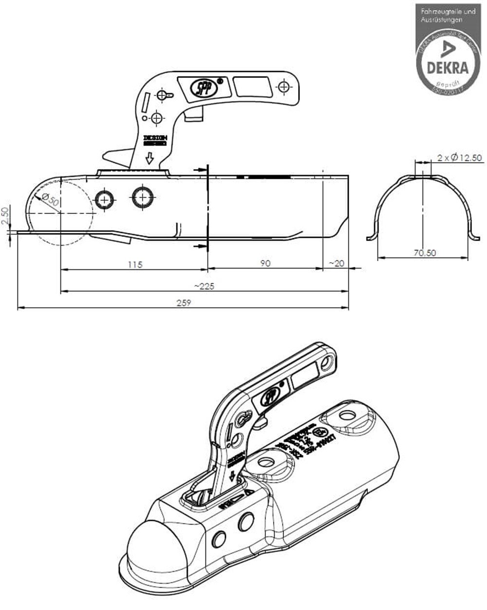 Römork & Karavan Kaplin - 750 Kg - Yuvarlak 70 mm Bağlantı