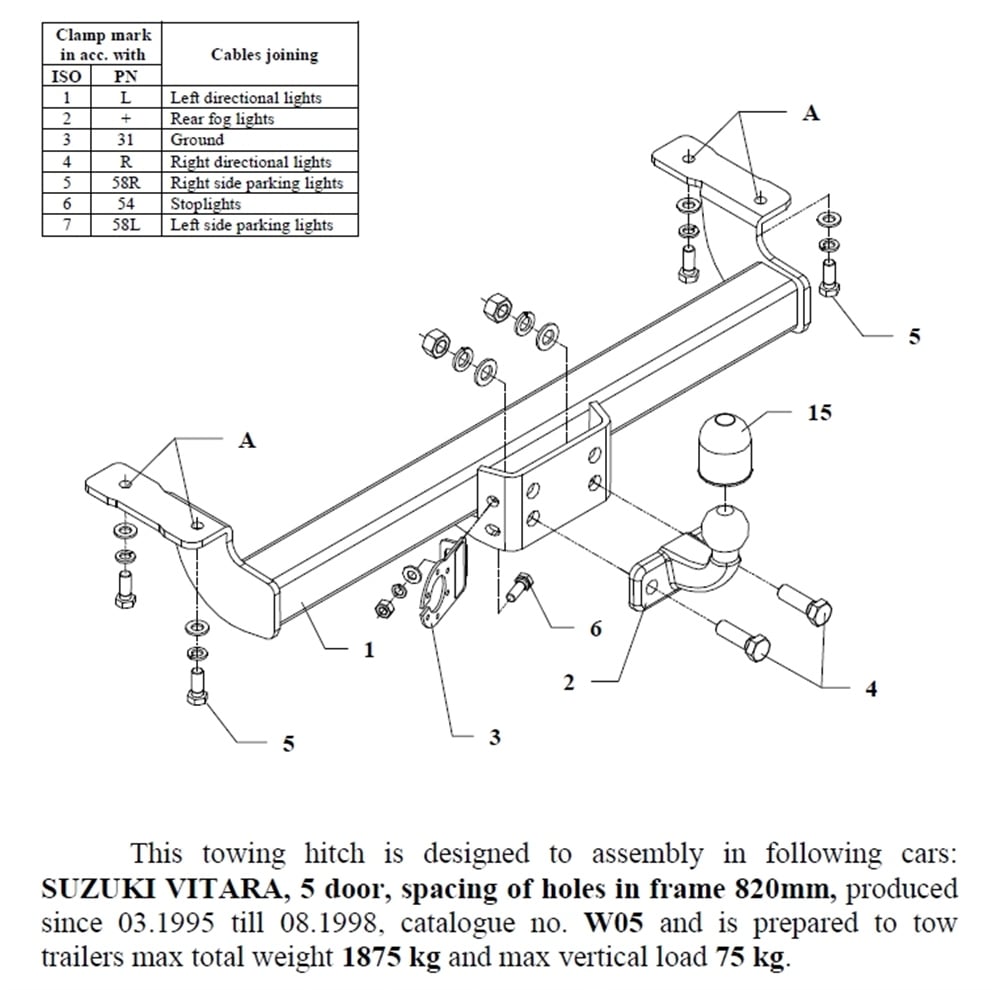 Suzuki Vitara 5K Çeki Demiri , Flanşlı , 1995 - 1998