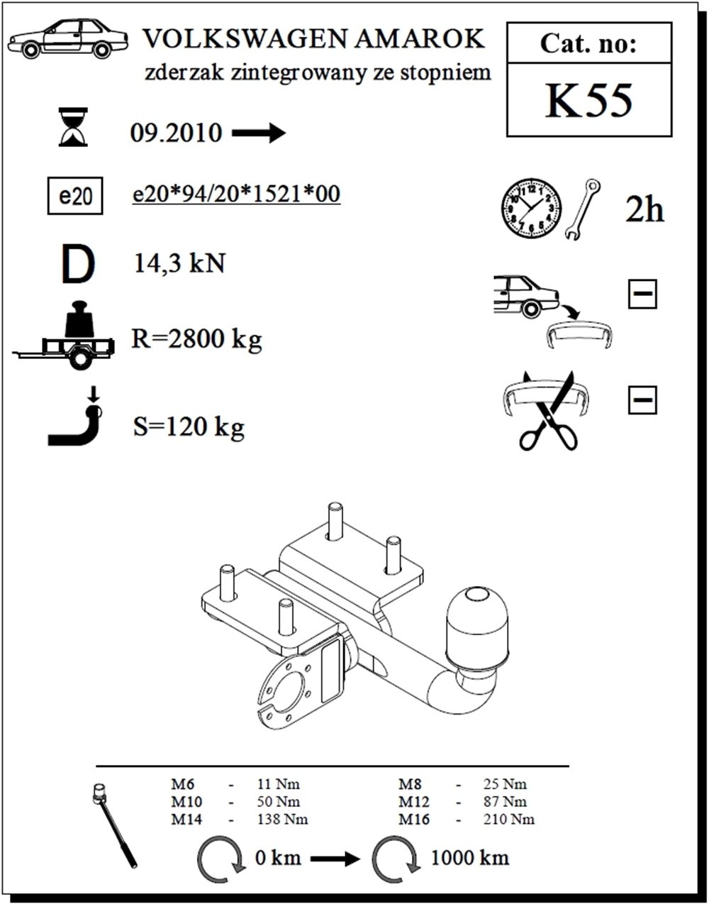 Volkswagen Amarok Çeki Demiri , Kuğu Boynu - Sabit , 2010 - Bugüne