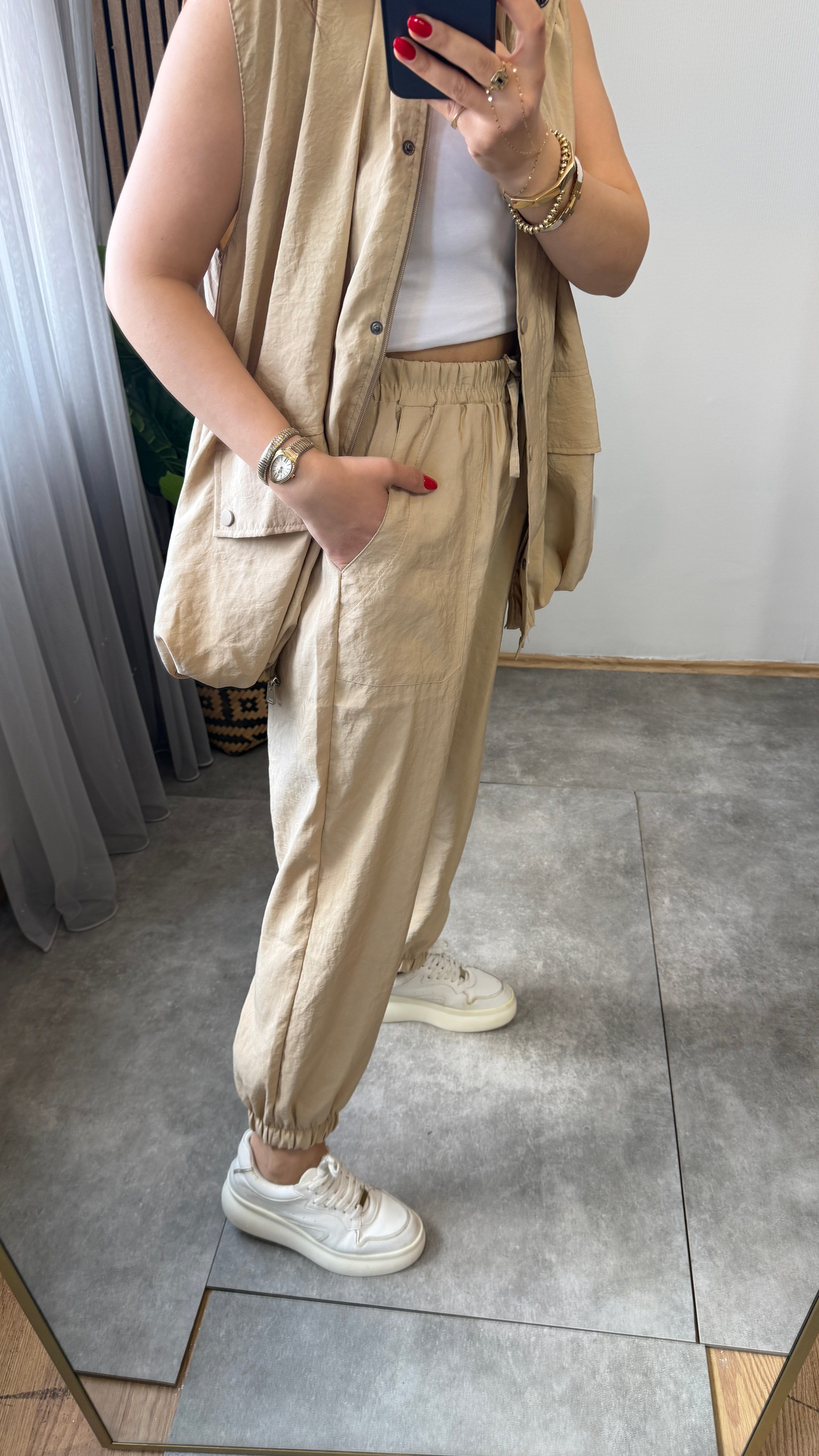 BOMBER YELEKLİ TAKIM BEJ 