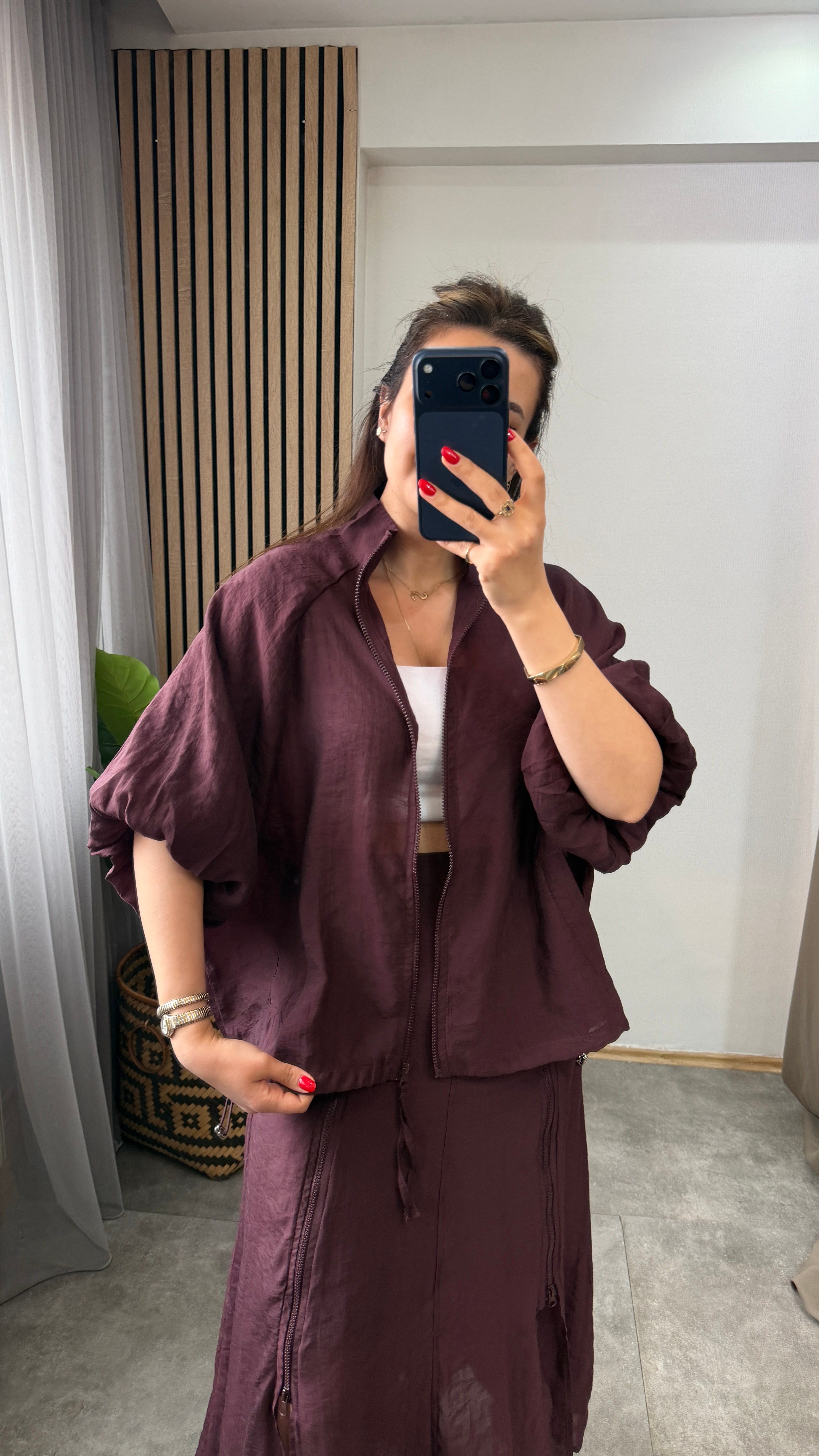 ETEKLİ FERMUARLI TAKIM BORDO 