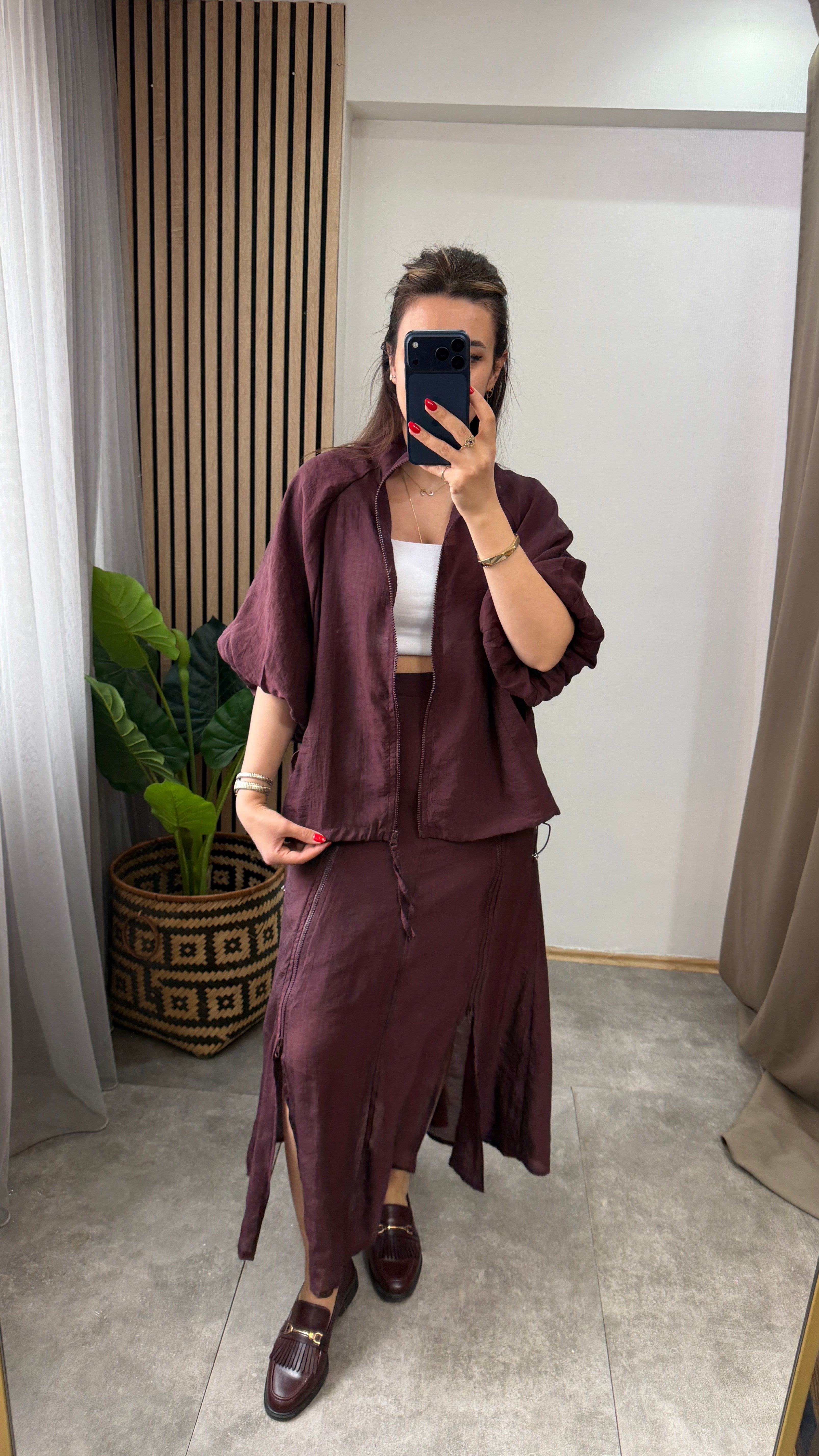 ETEKLİ FERMUARLI TAKIM BORDO 