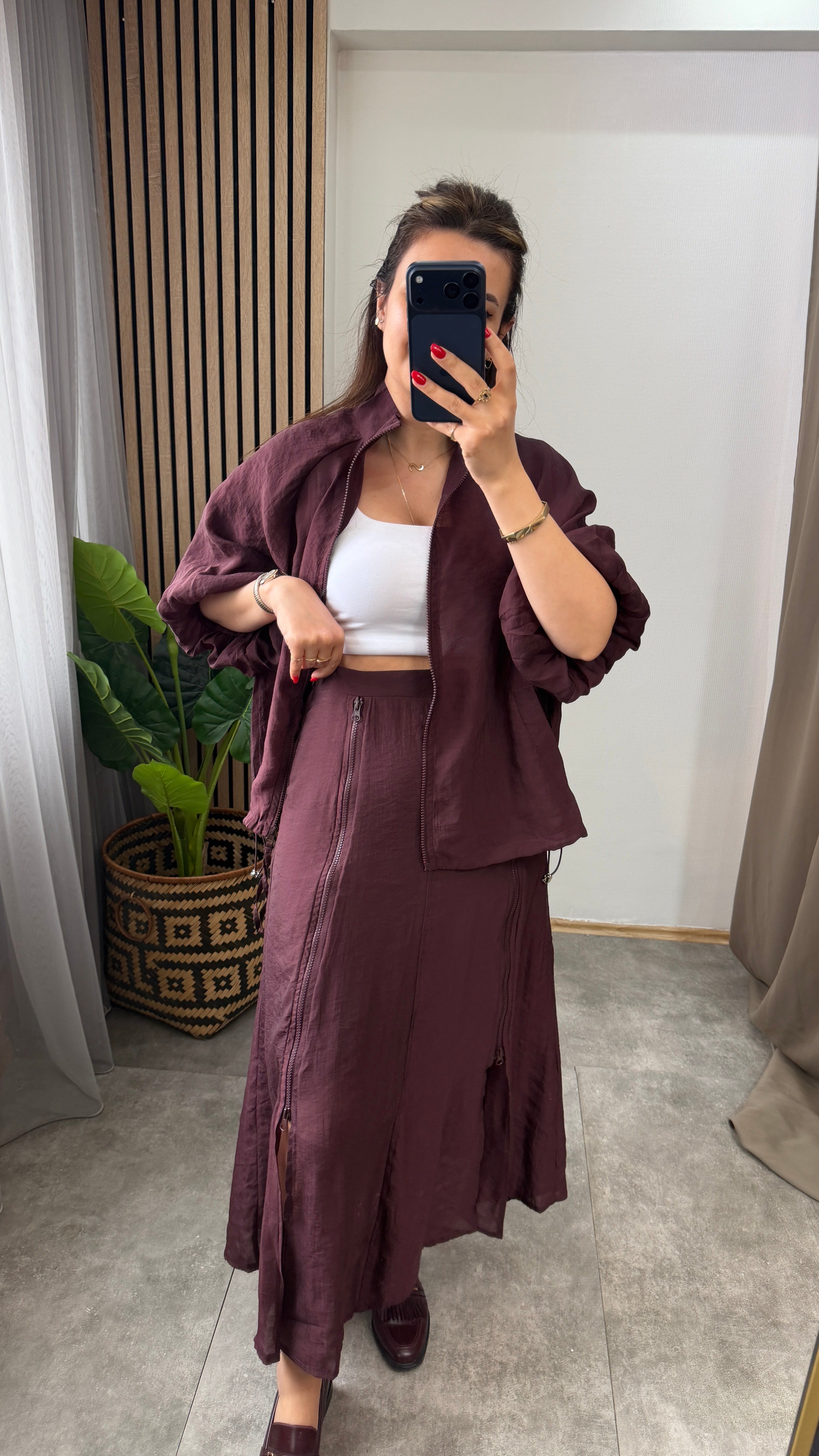 ETEKLİ FERMUARLI TAKIM BORDO 