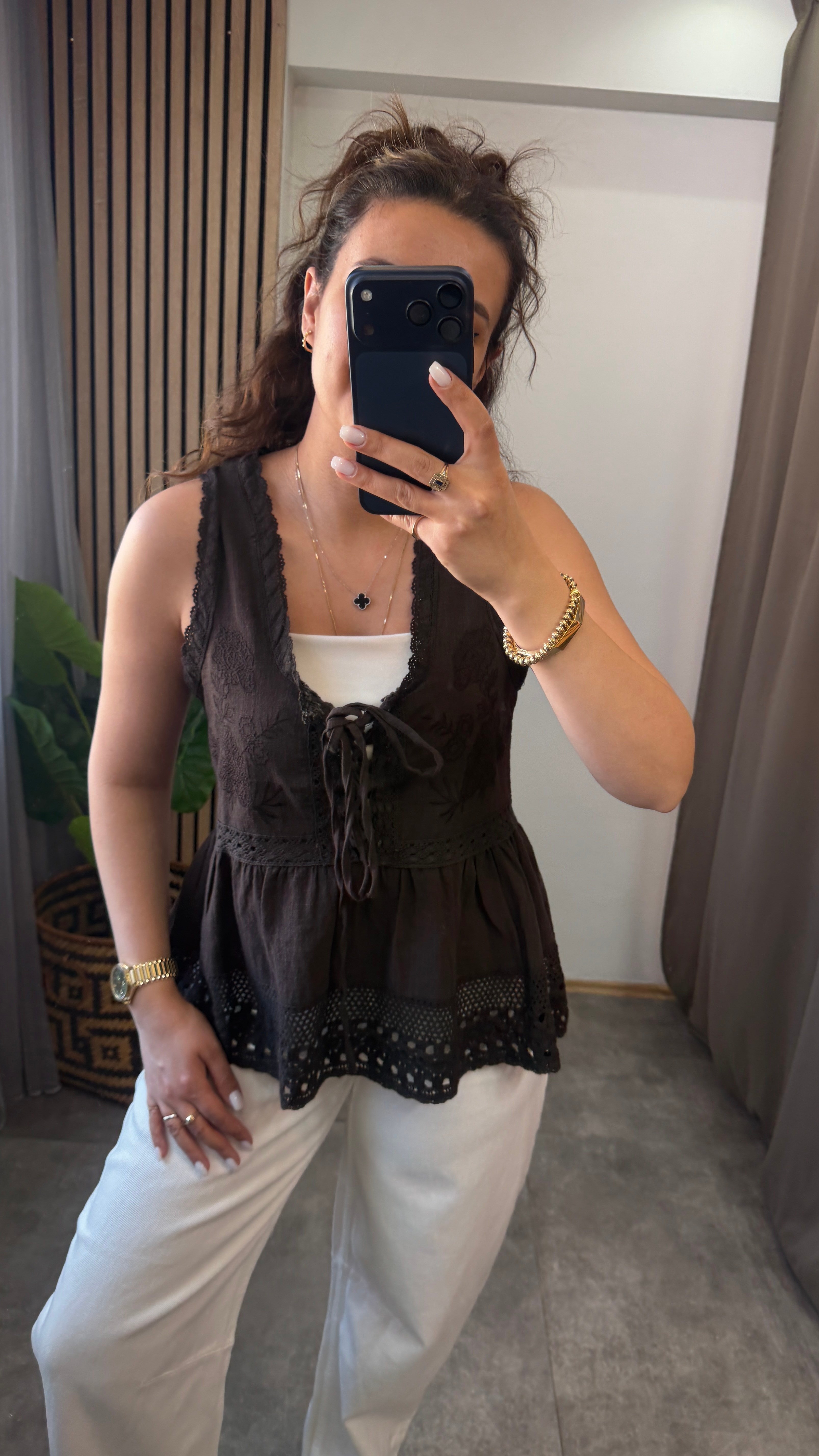FİSTOLU BLUZ ACI KAHVE 