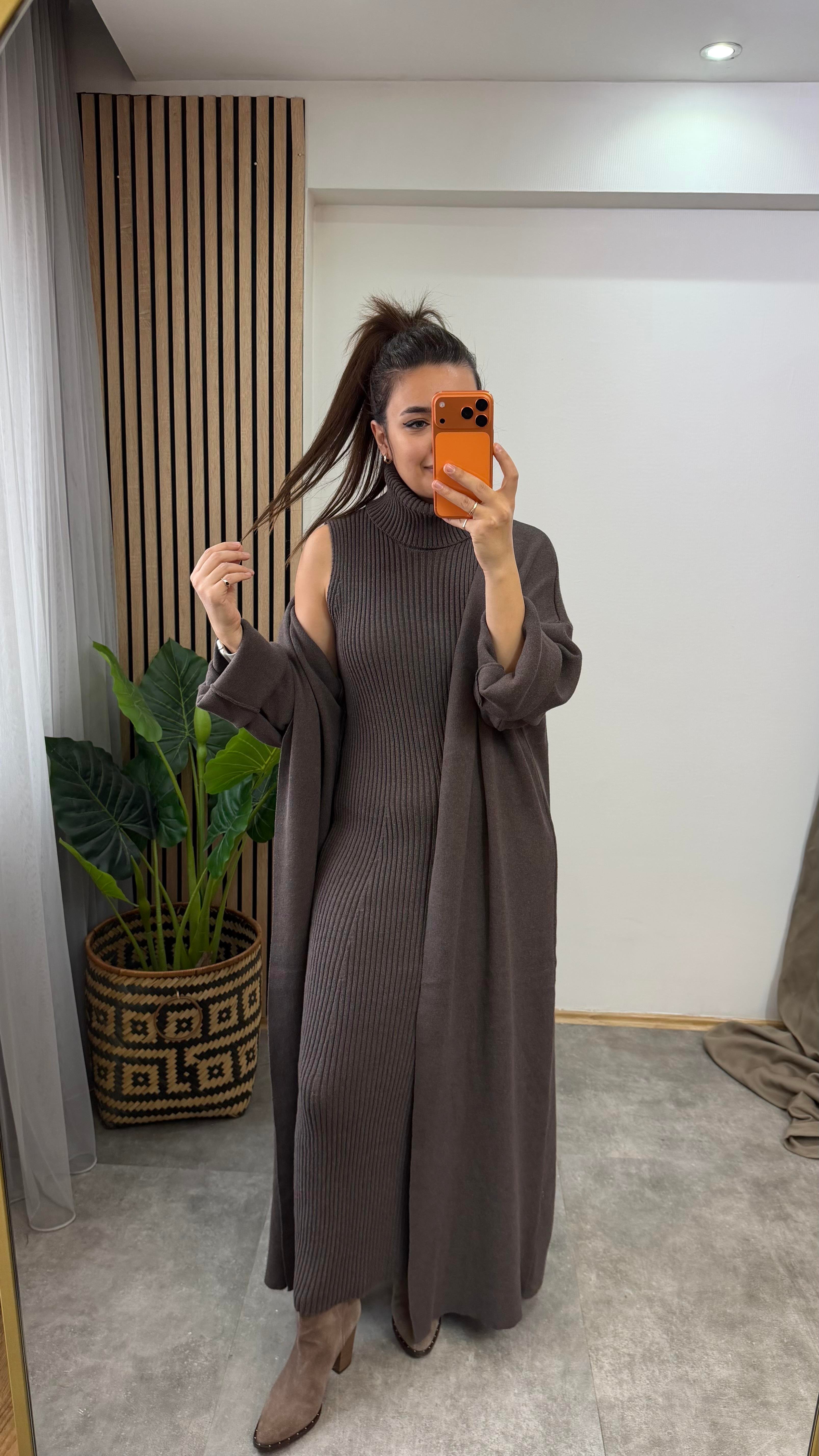 HIRKALI ELBİSE TAKIM VİZON