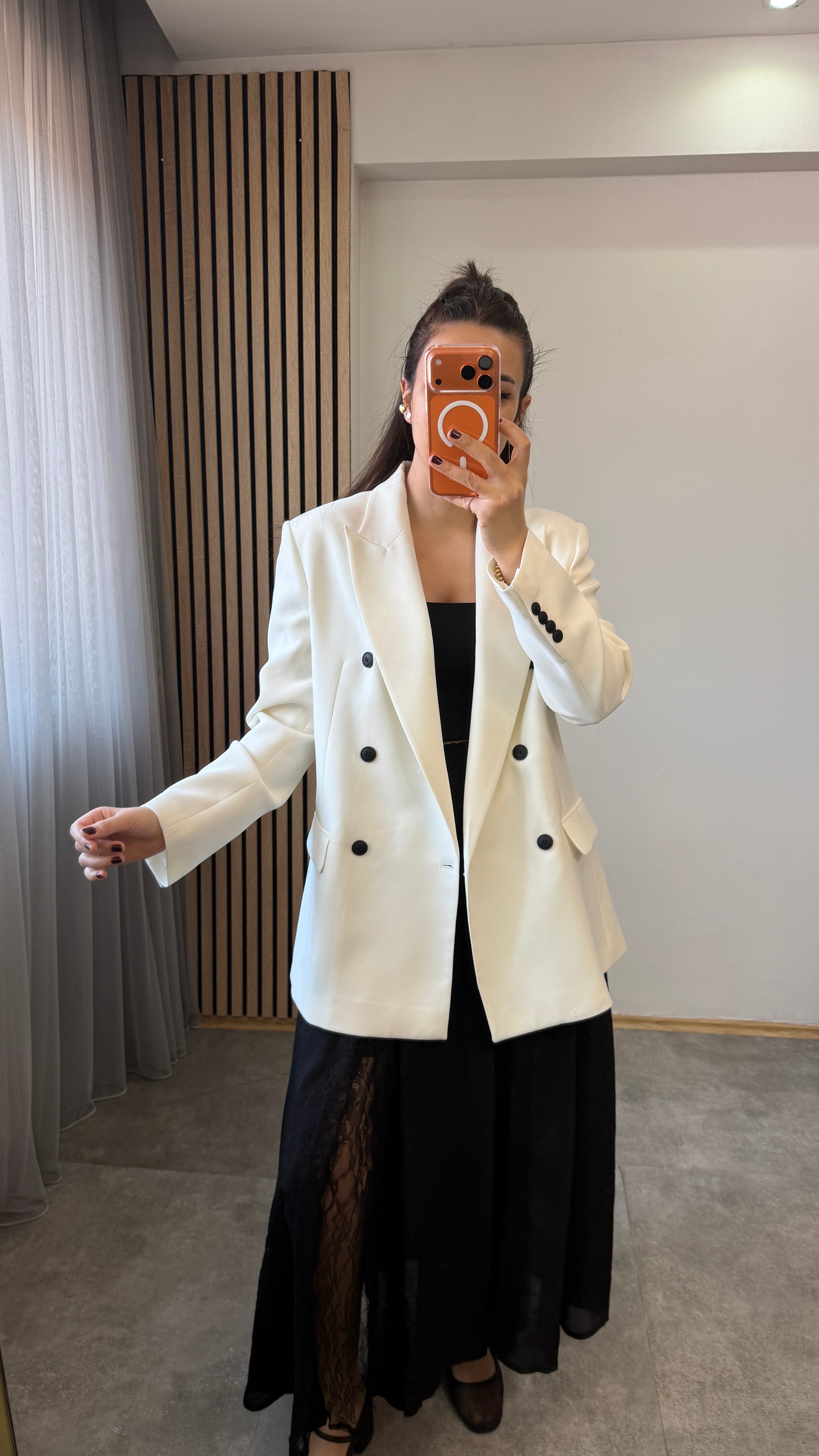 KRUVAZE BLAZER BEYAZ
