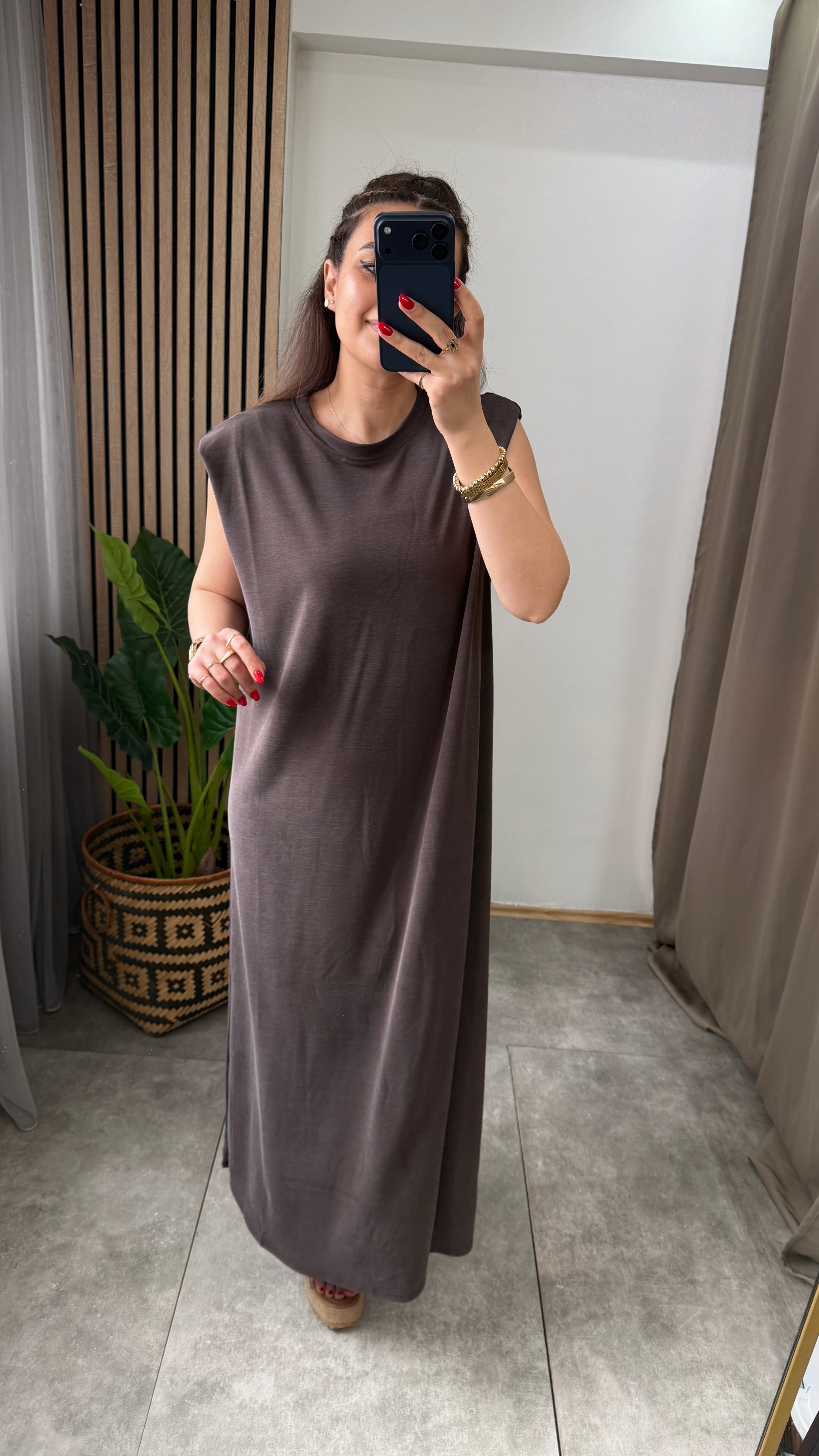 MODAL ELBİSE KAHVE