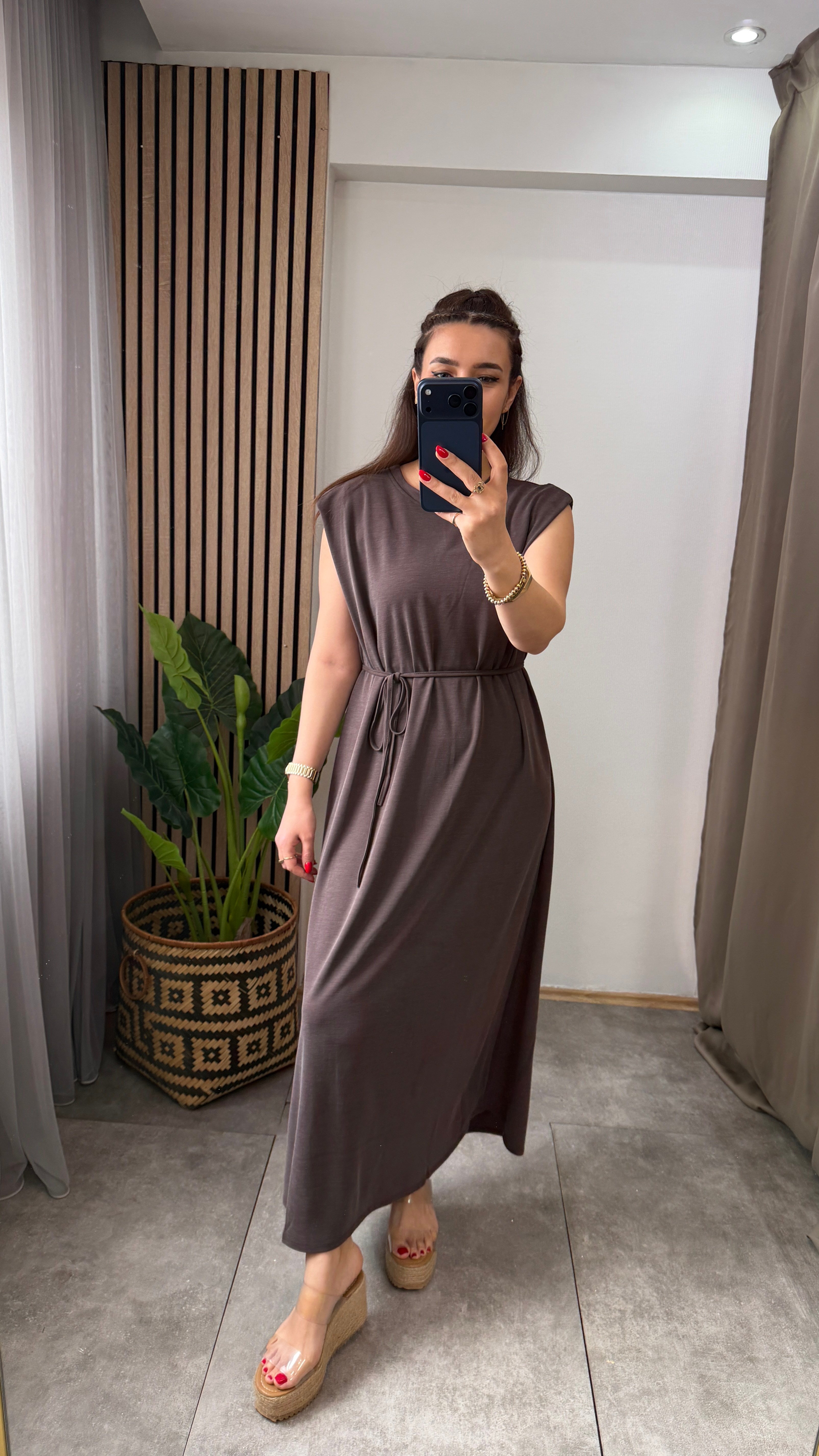 MODAL ELBİSE KAHVE