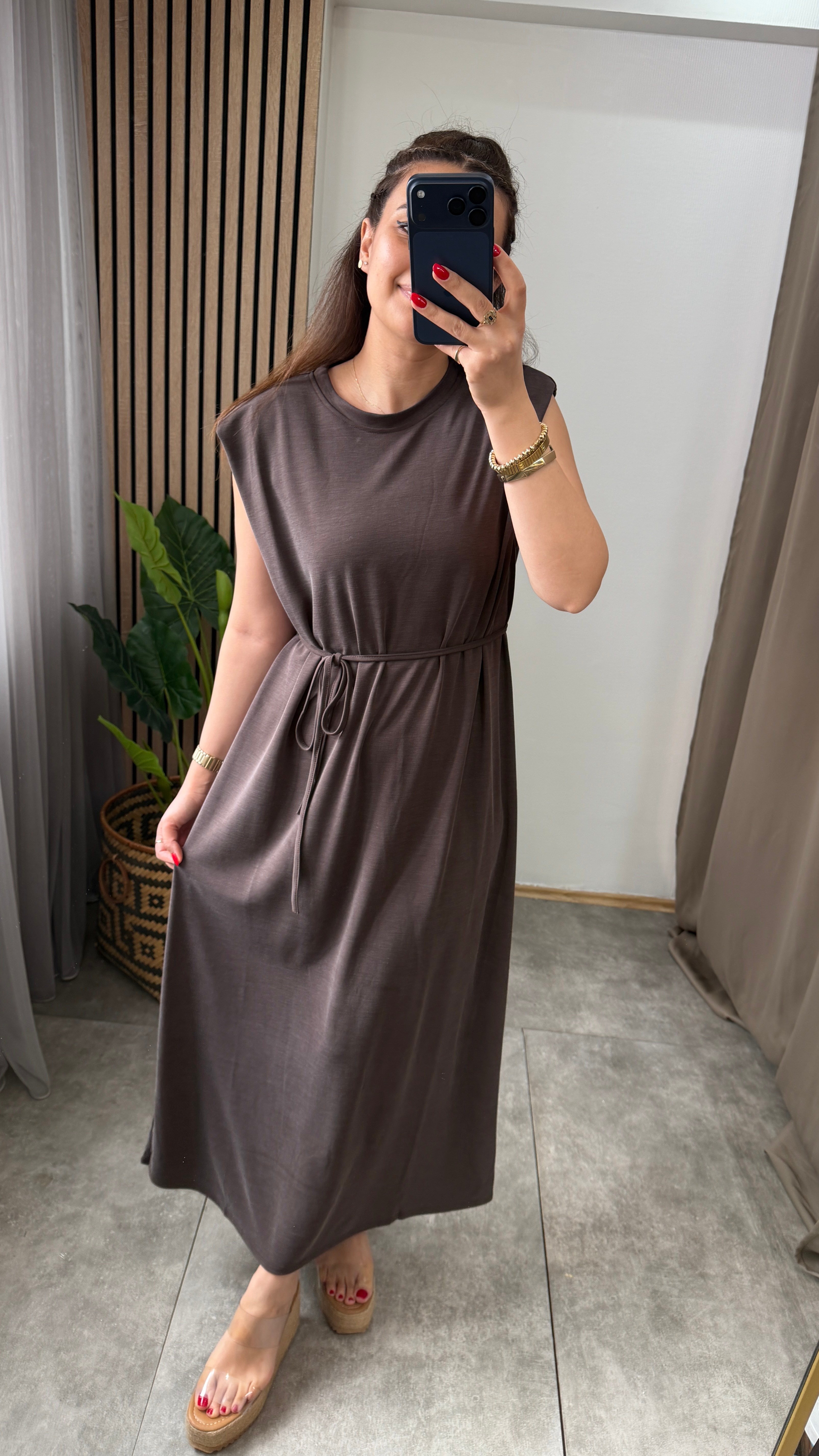 MODAL ELBİSE KAHVE