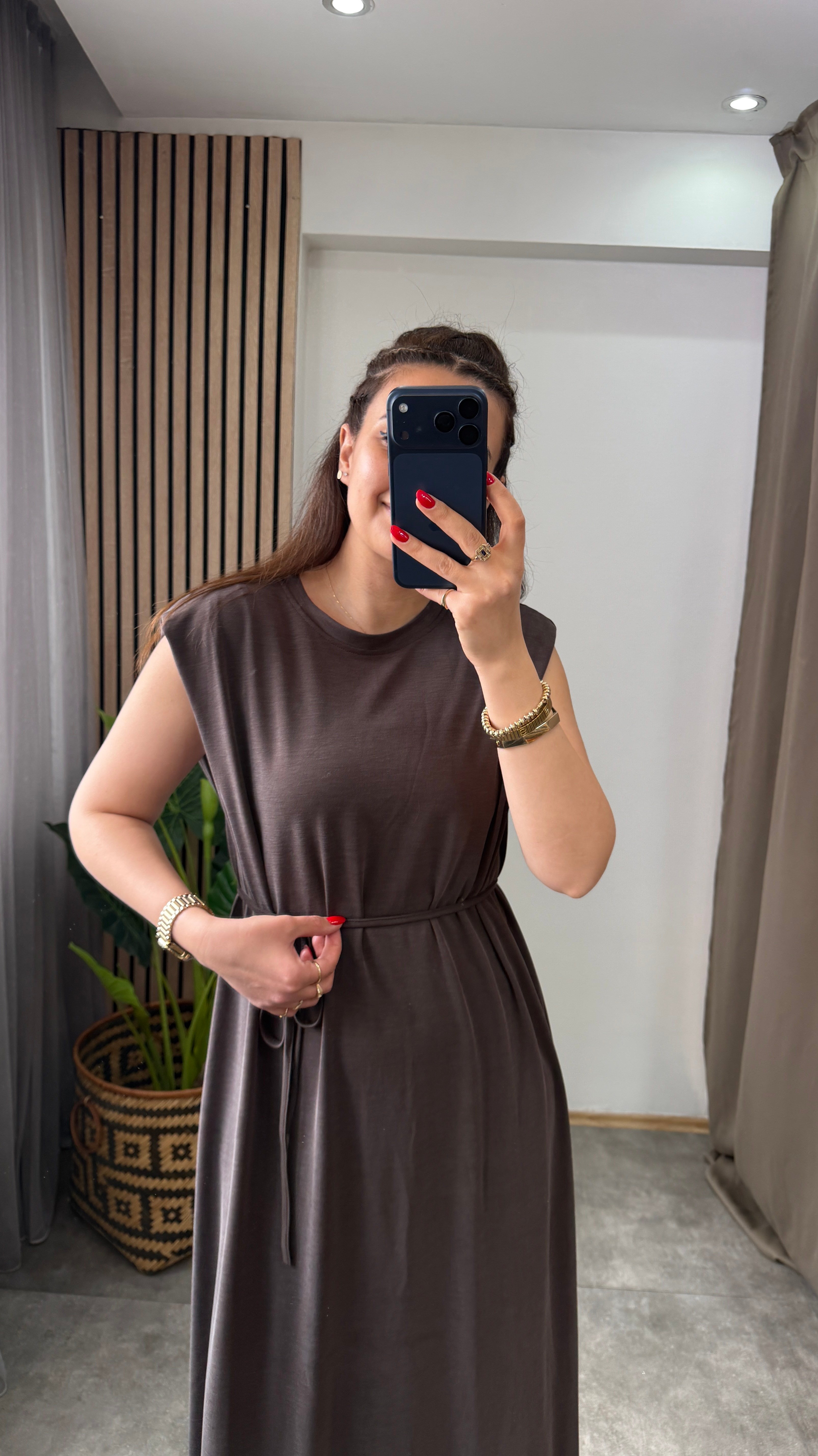 MODAL ELBİSE KAHVE