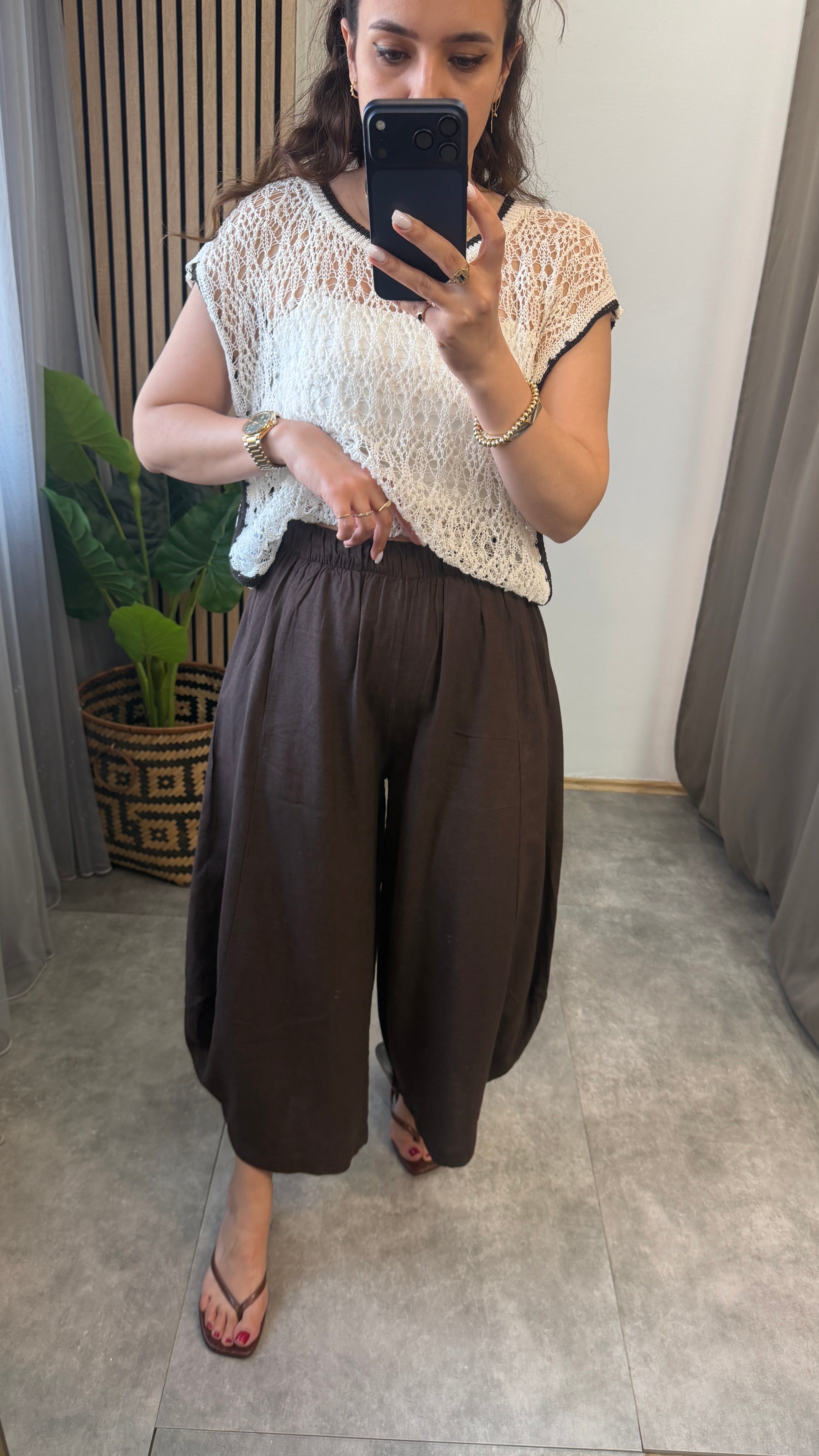 NATUREL ŞALVAR PANTOLON KAHVE 