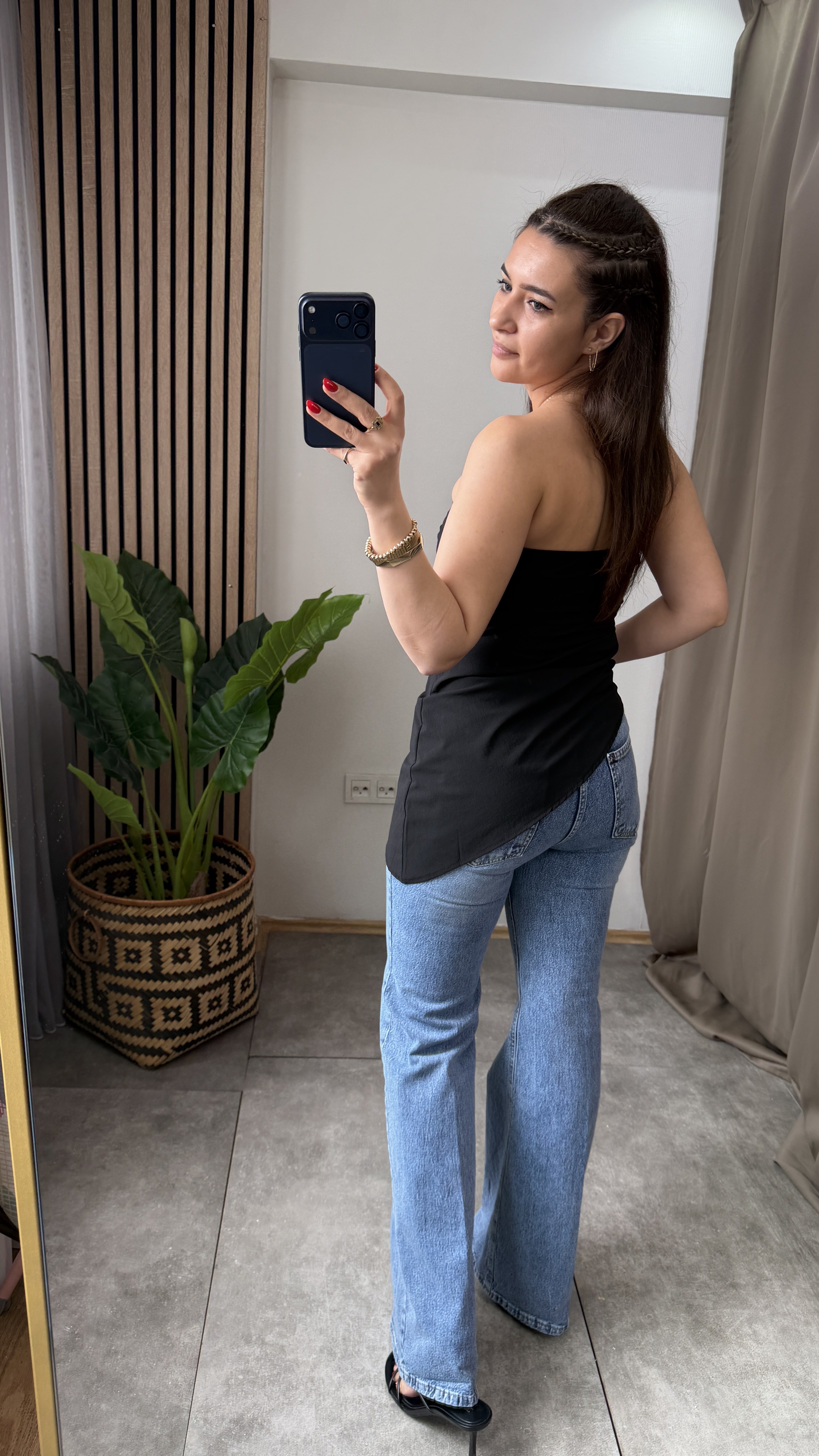 STRAPLEZ BLUZ SİYAH