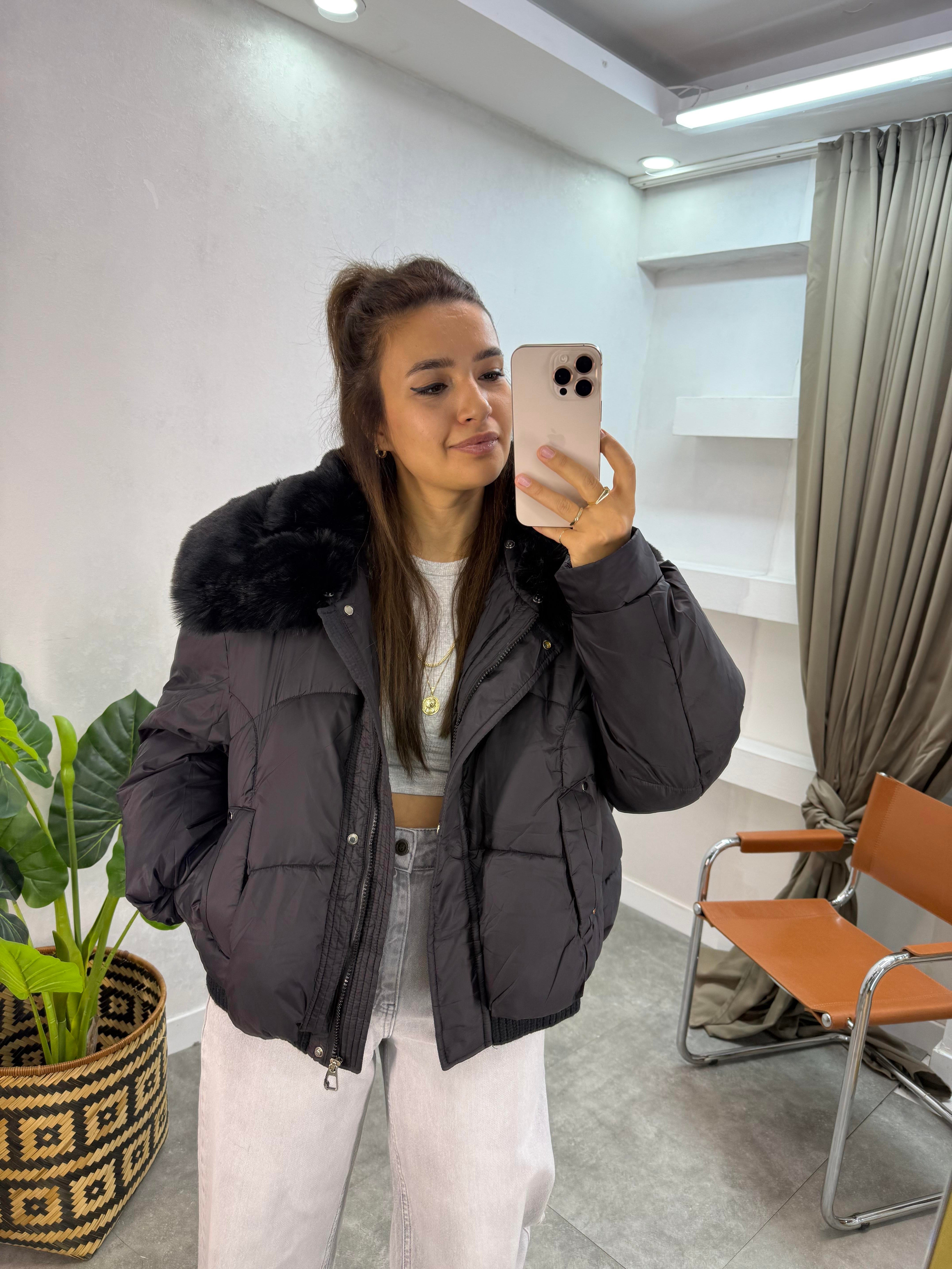 TASARIM KÜRKLÜ MONT SİYAH