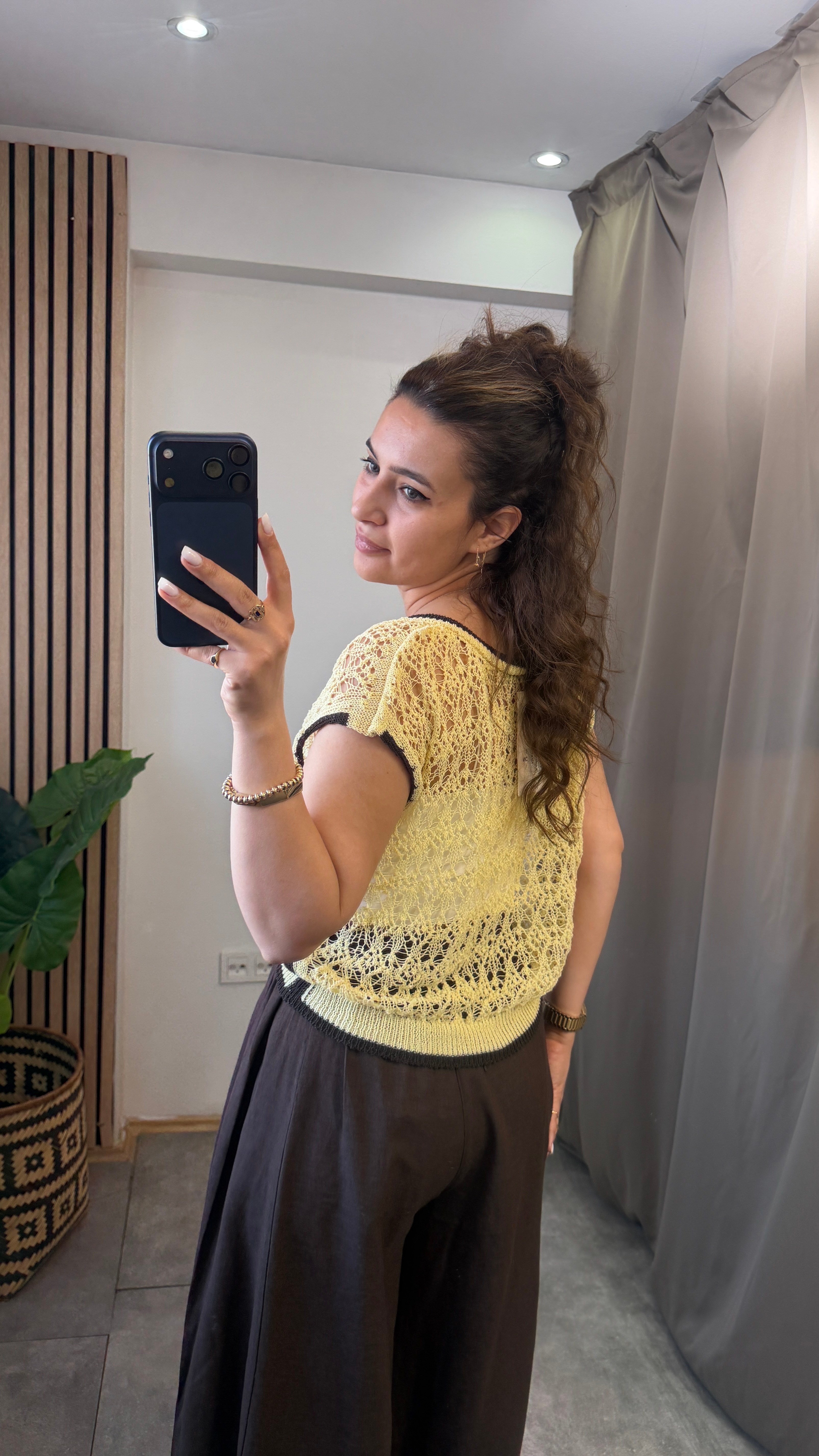 TIĞ ÖRME BLUZ SARI 