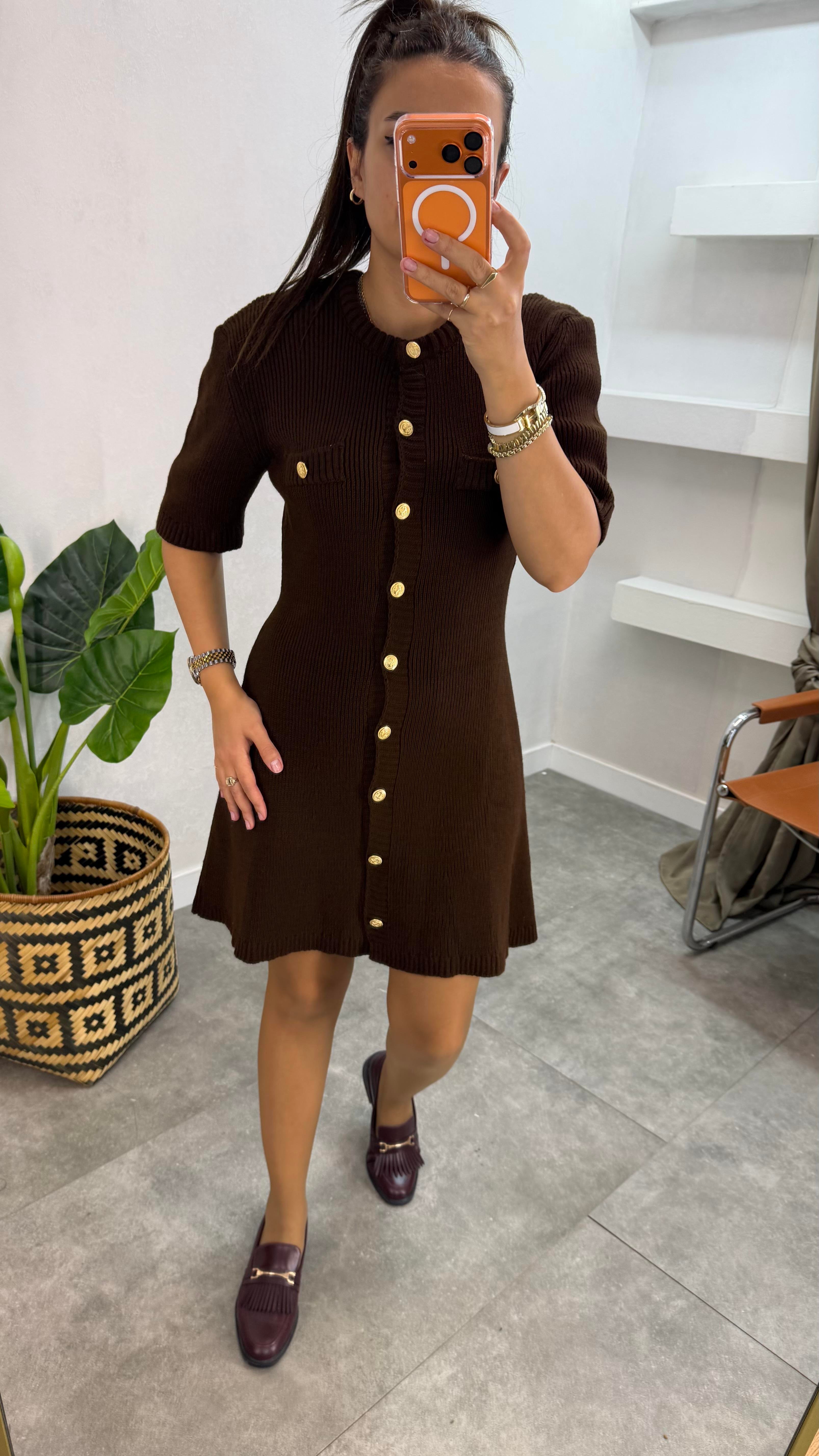 TRİKO ELBİSE ACI KAHVE