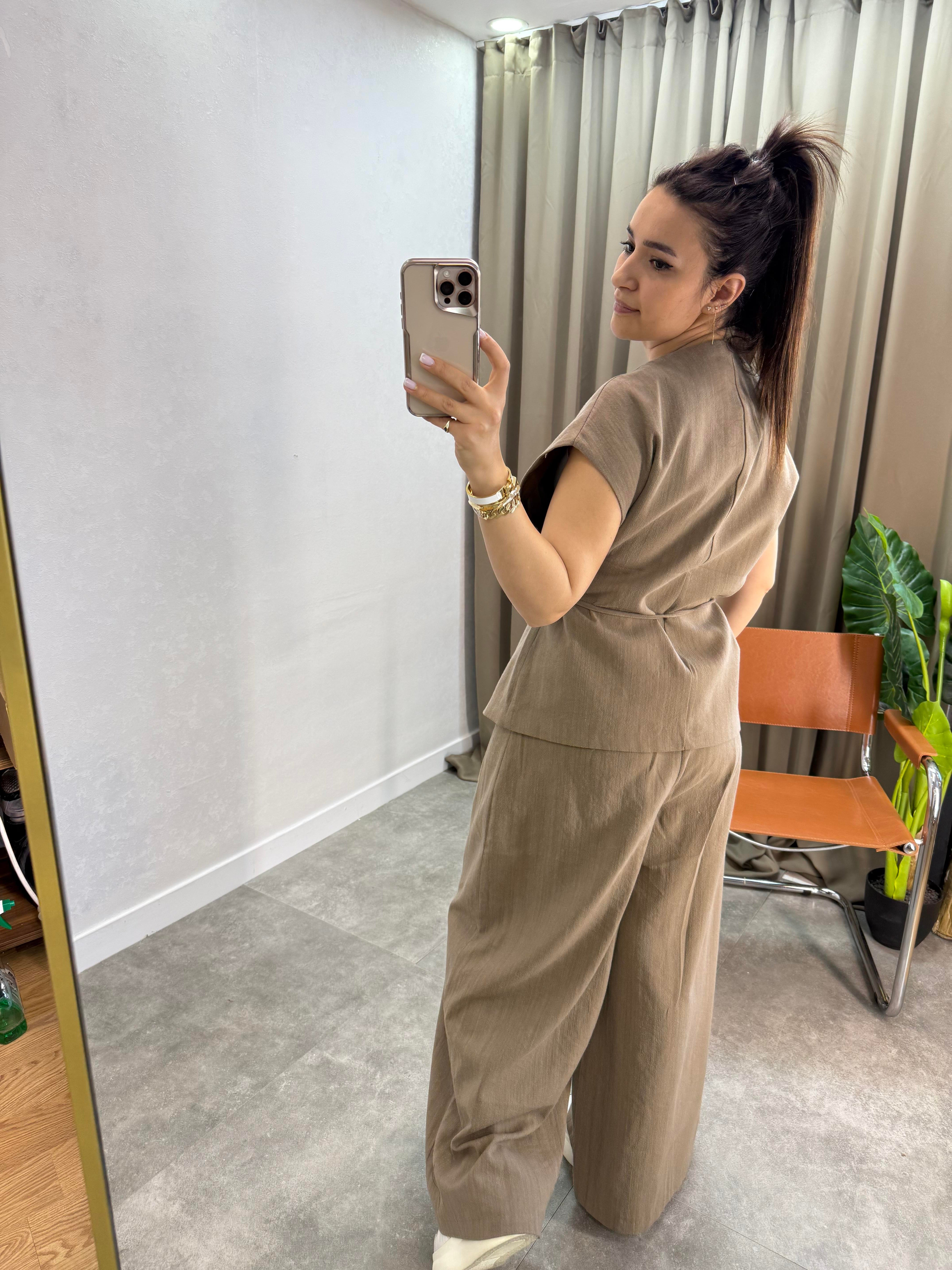 YELEKLİ PALAZZO TAKIM HAKİ