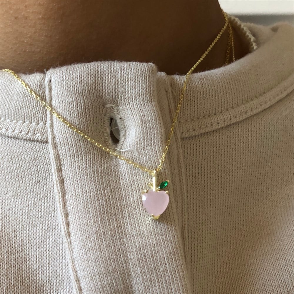 925 açık pembe şeftali kolye