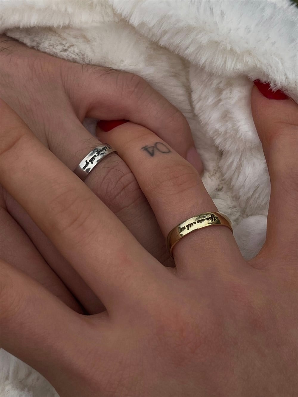 925 ayar gümüş couple yazılı alyans seti