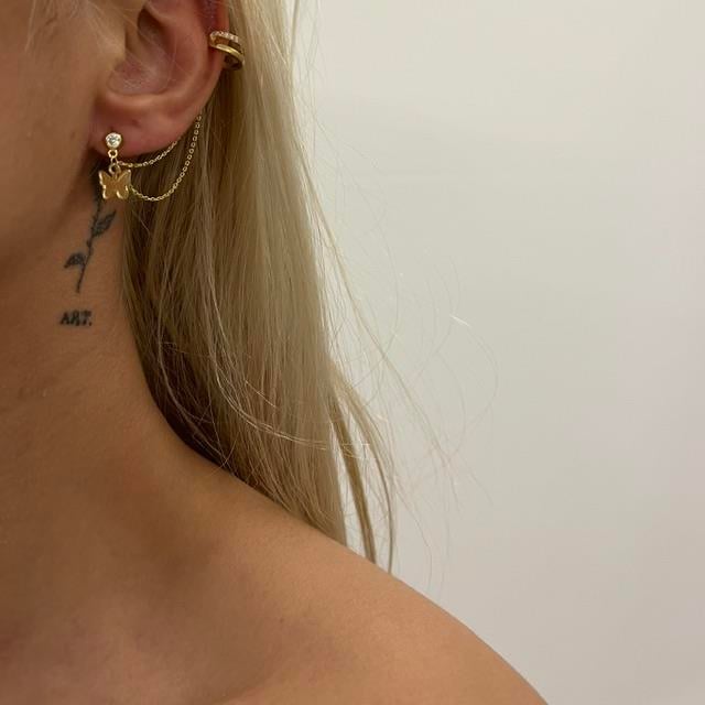 925 ayar gümüş kelebekli ear cuff küpe