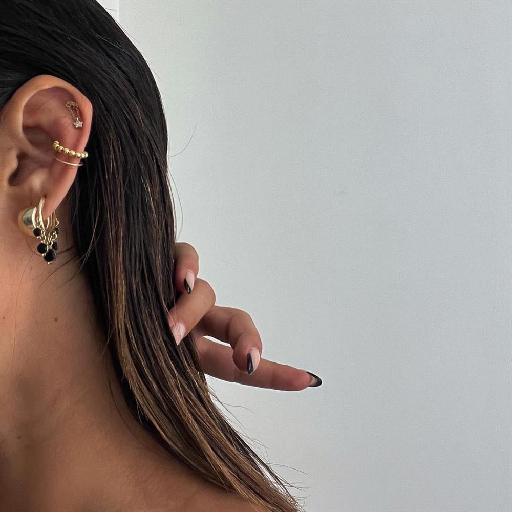 925 ayar gümüş top dolu ear cuff