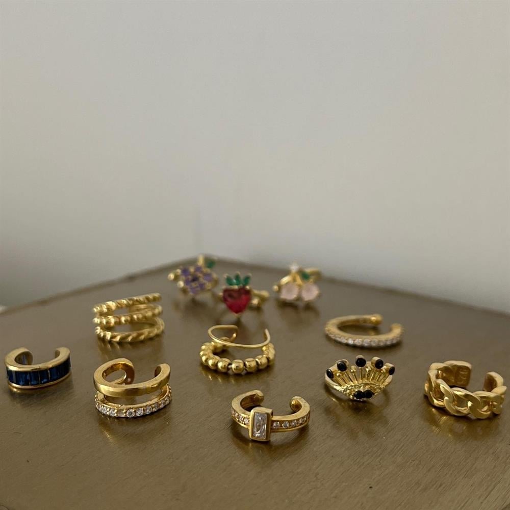925 ayar gümüş üç sıra hacimli ear cuff
