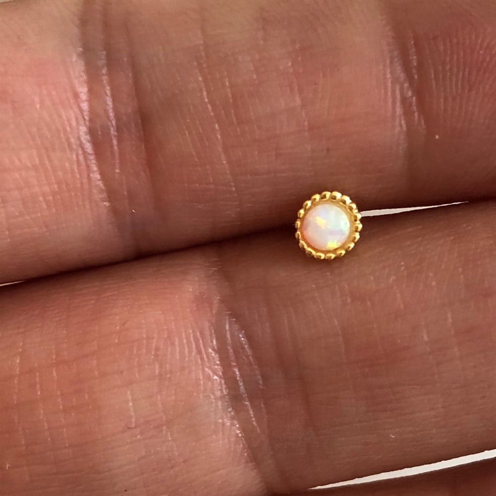 925 beyaz opal üçlü piercing seti