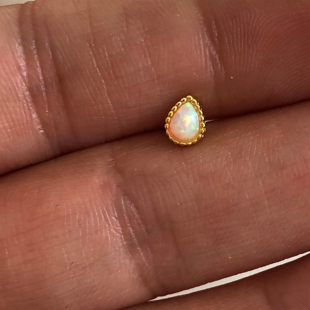 925 beyaz opal üçlü piercing seti