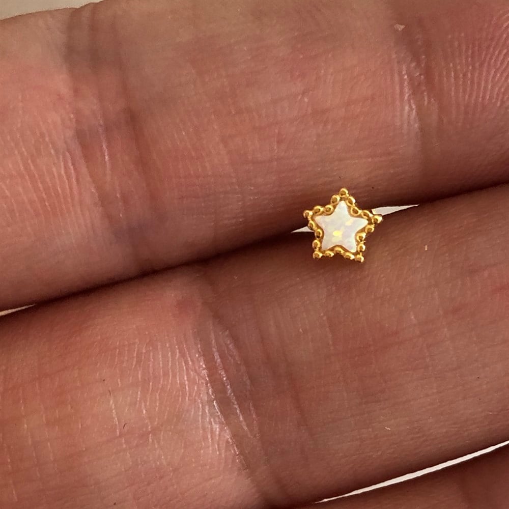 925 beyaz opal üçlü piercing seti