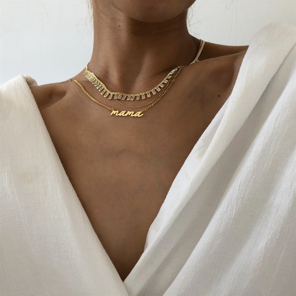 925 dikdörtgen taşlı choker