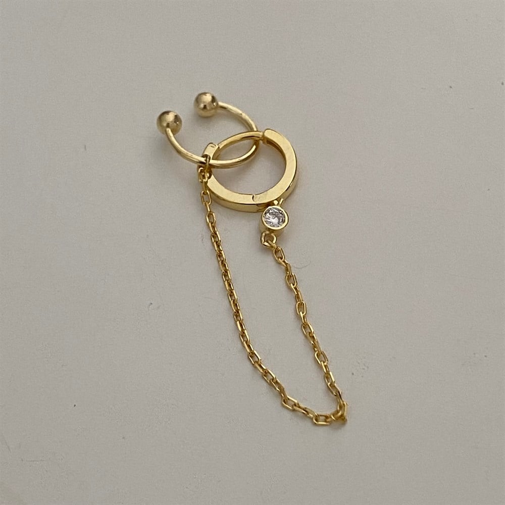 925 ear cufflı zincir küpe