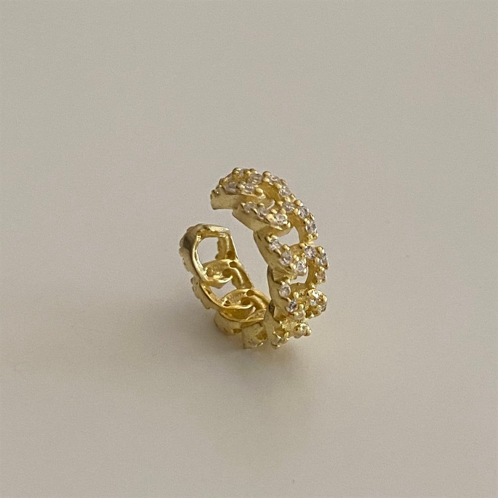 925 full taşlı zincir desenli ear cuff
