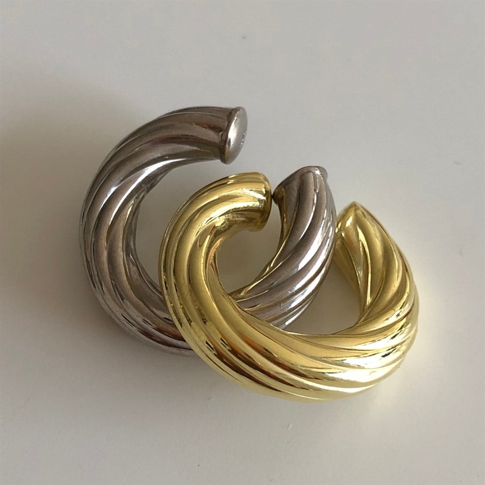 925 gold kalın burgu ear cuff