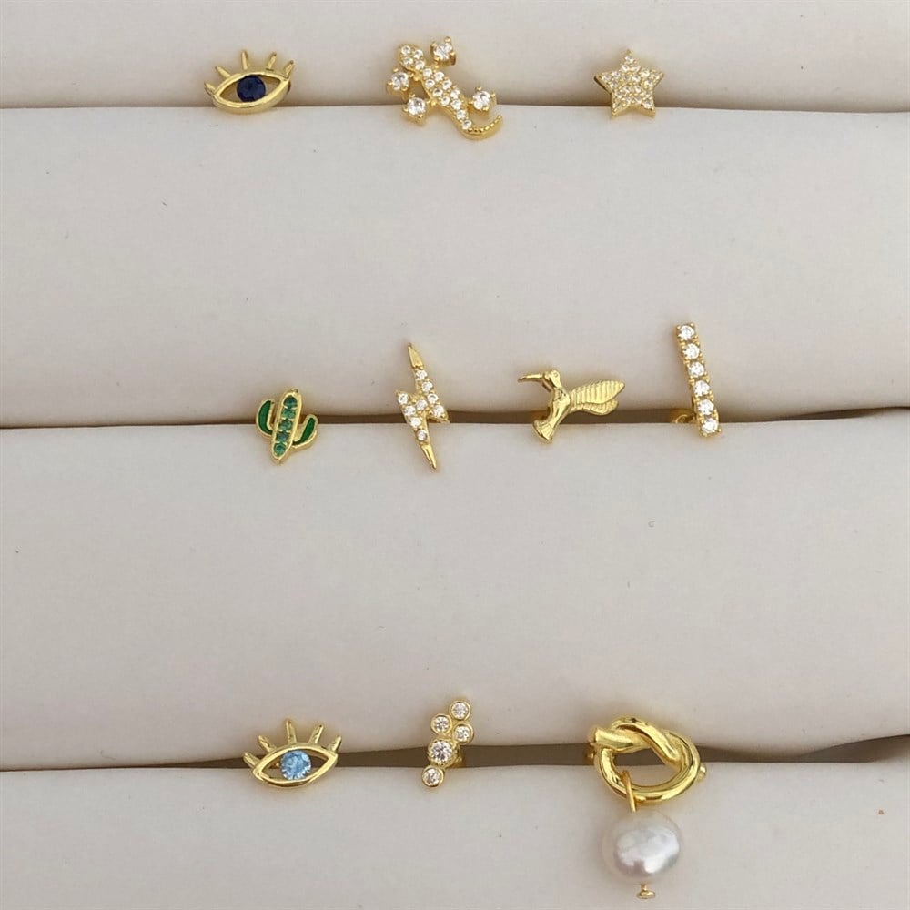 925 gold&taşlı piercing serisi TEKLİ