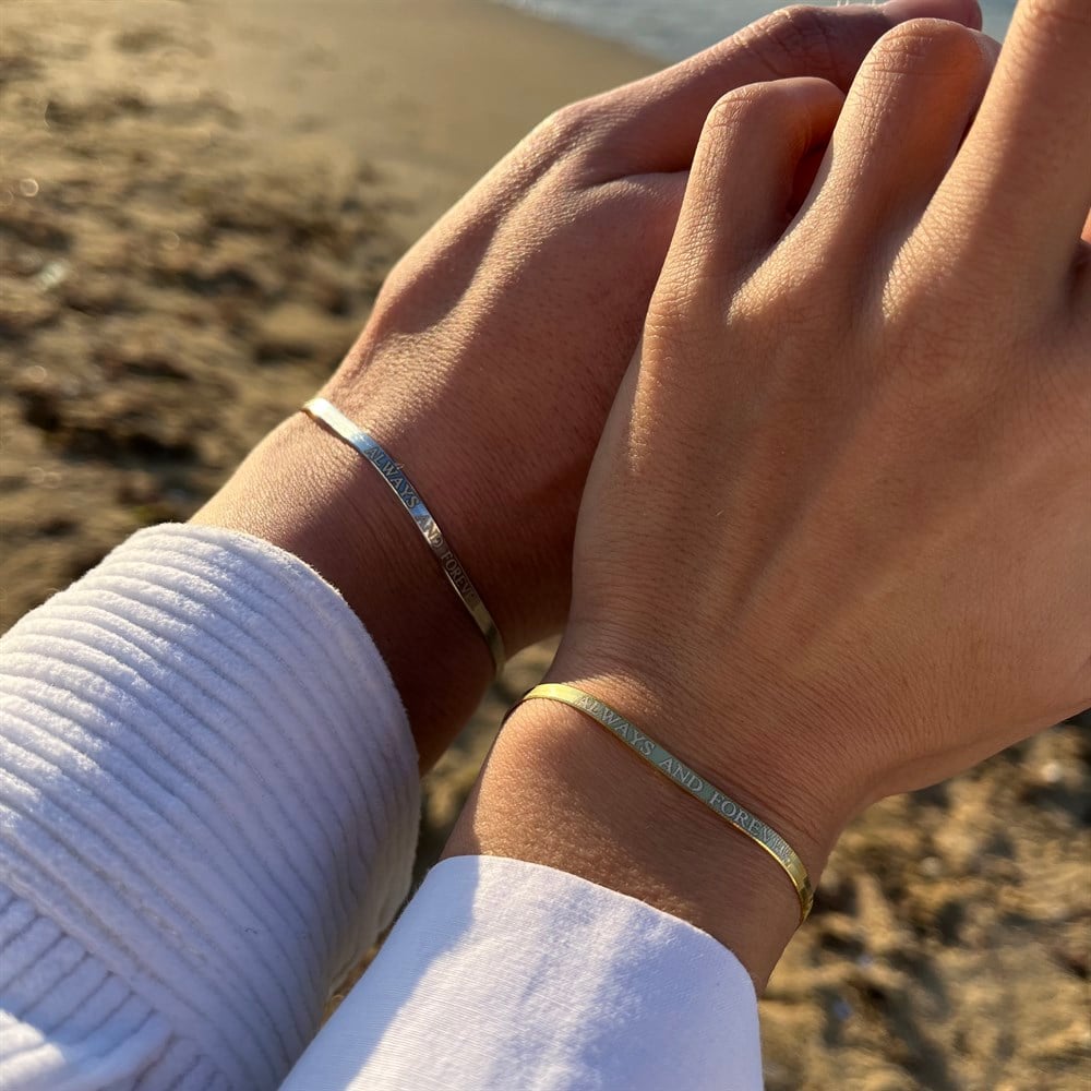 925 gümüş ikili couple slogan italyan bileklik istediğini yazdır