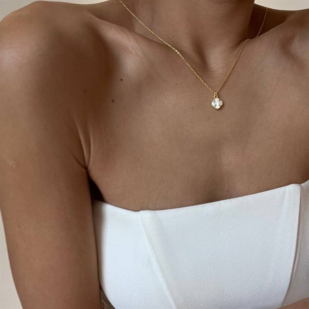 925 gümüş opal yonca kolye