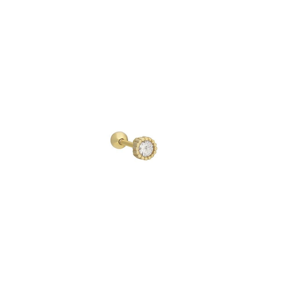 925 gümüş tek taş piercing
