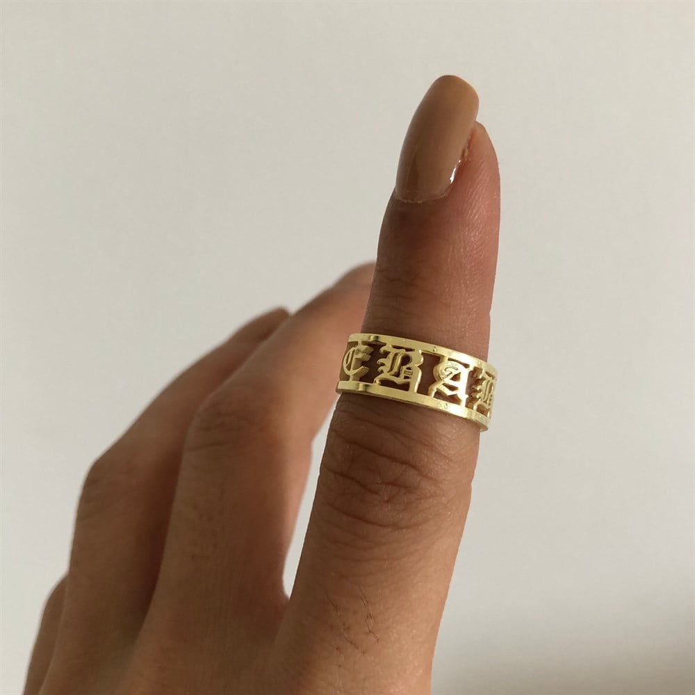 925 istediğini yazdır çember yüzük old english font