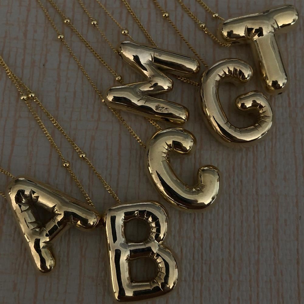 925 kırışık bombeli harf kolye