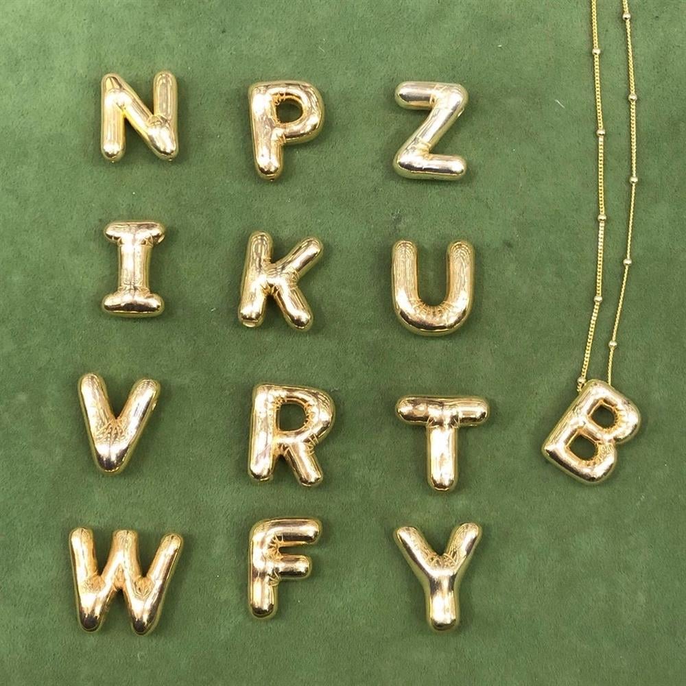 925 kırışık bombeli harf kolye