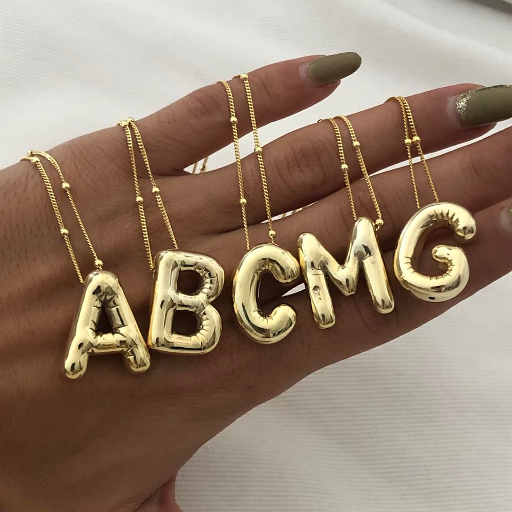 925 kırışık bombeli harf kolye