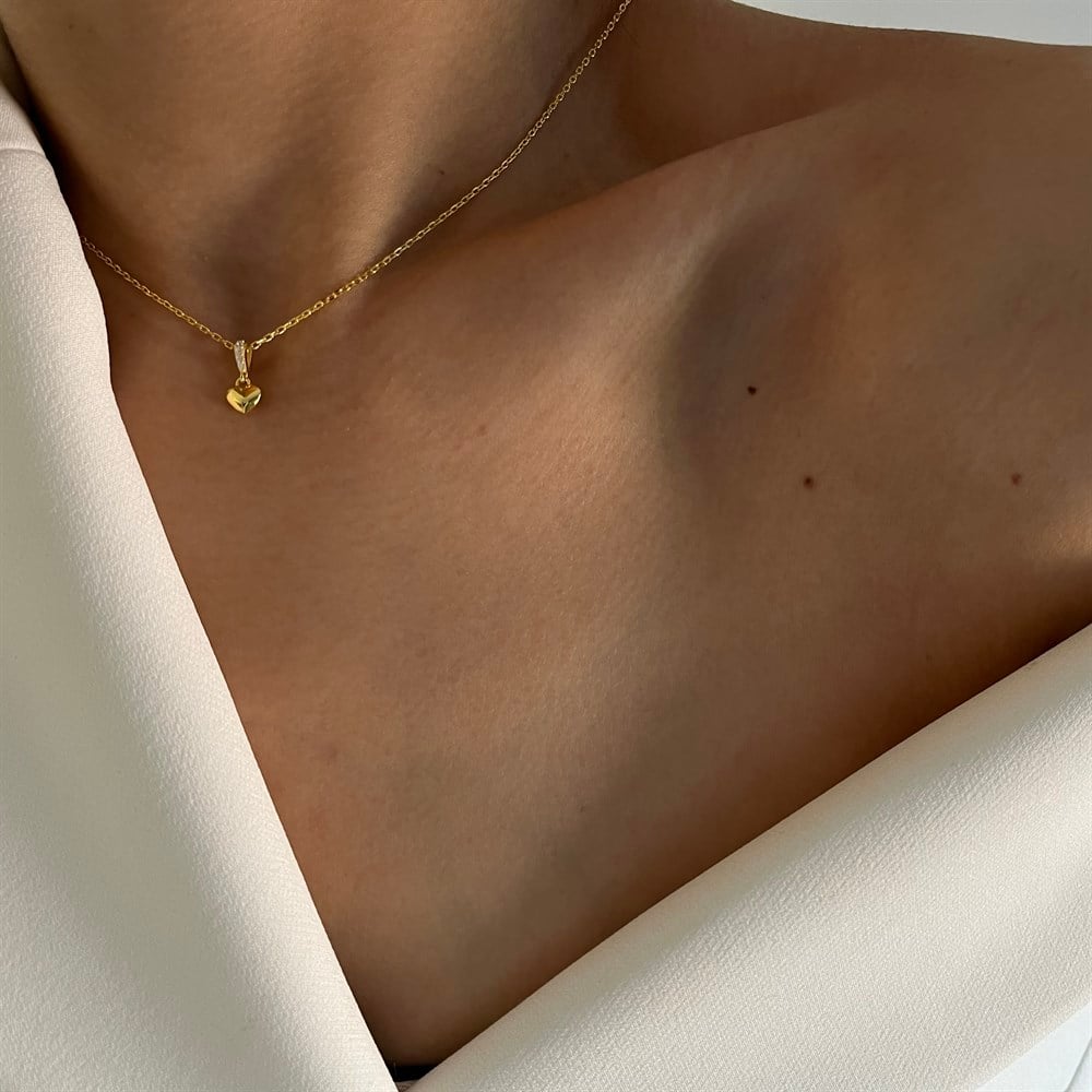 925 kısmi taşlı minimal kalp kolye