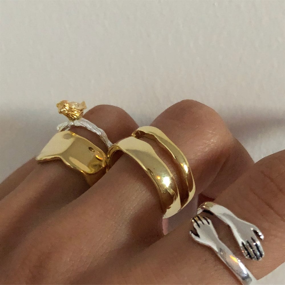 925 kuş figürlü yüzük gold&silver mix