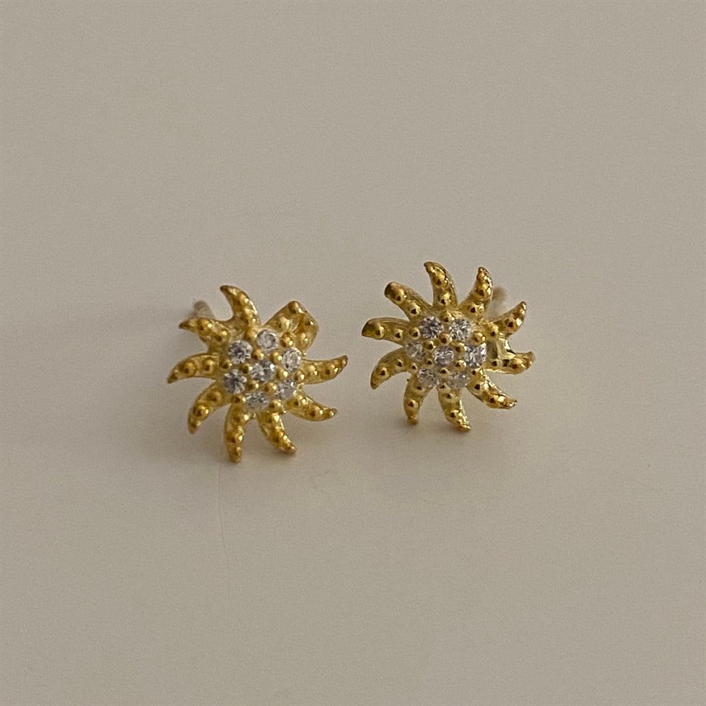 925 mini taşlı güneş küpe