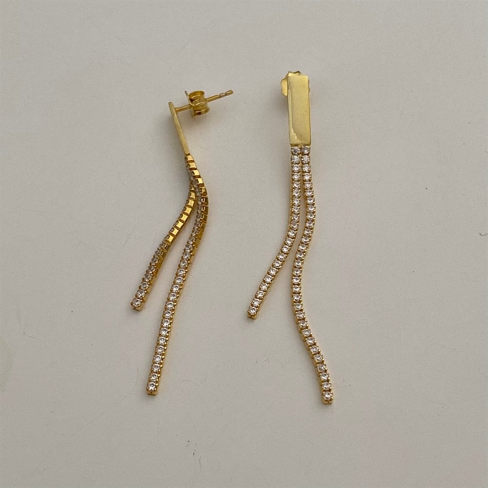 925 parlak taşlı sallantı küpe