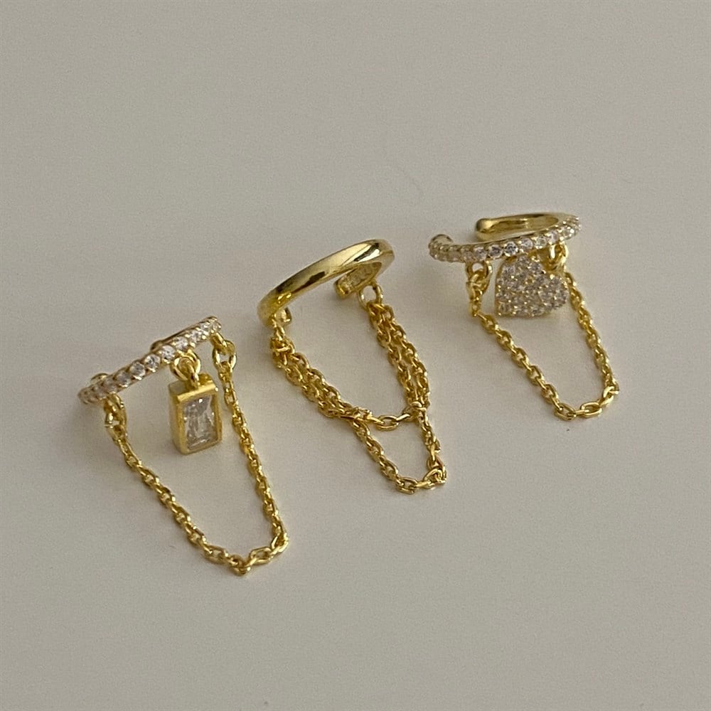 925 sallantılı zincirli ear cuff