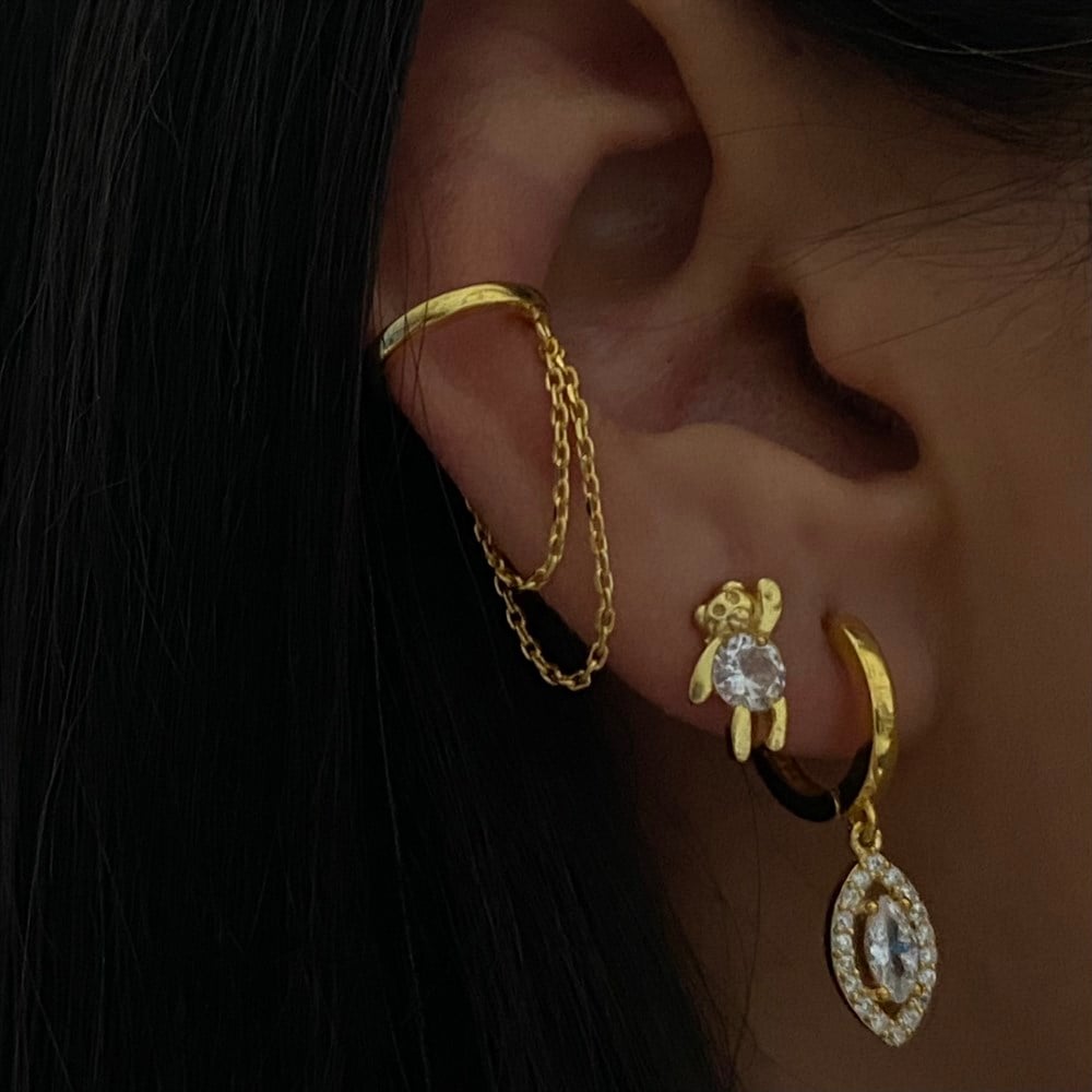 925 sallantılı zincirli ear cuff