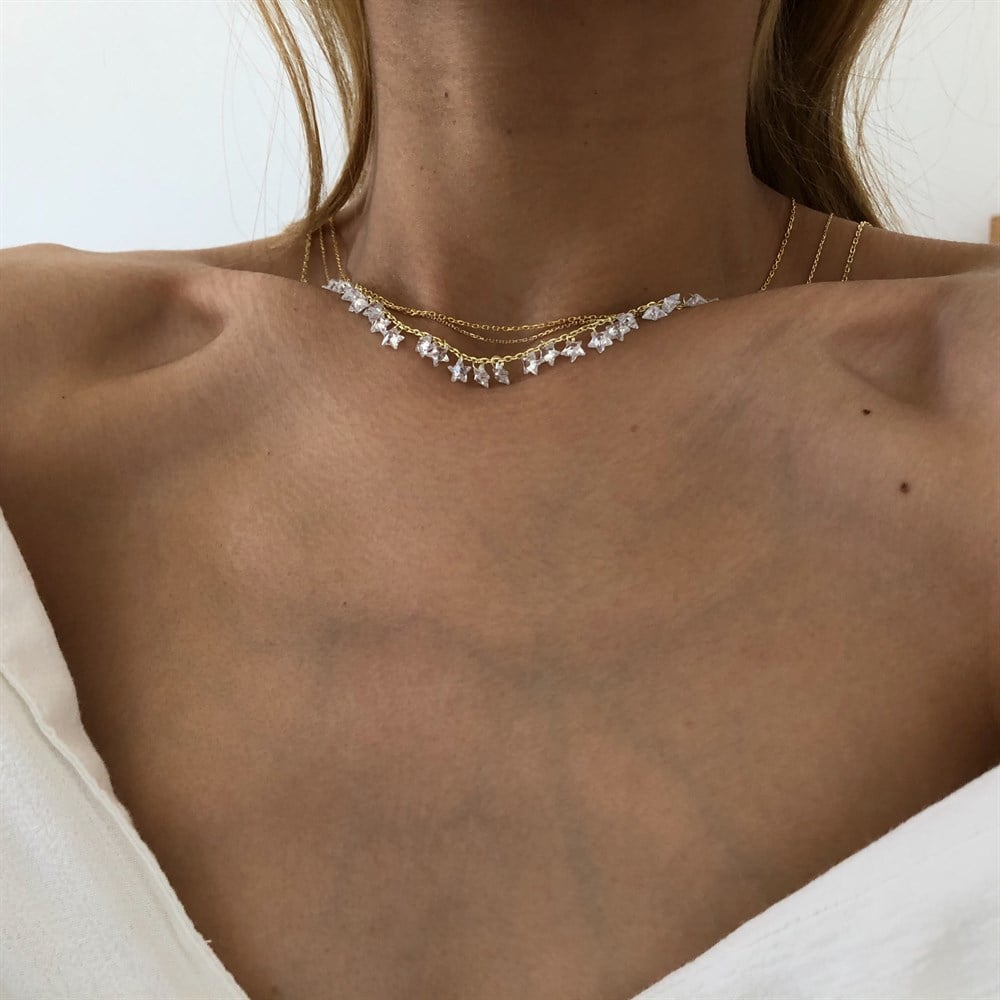 925 şeffaf yıldızlı choker