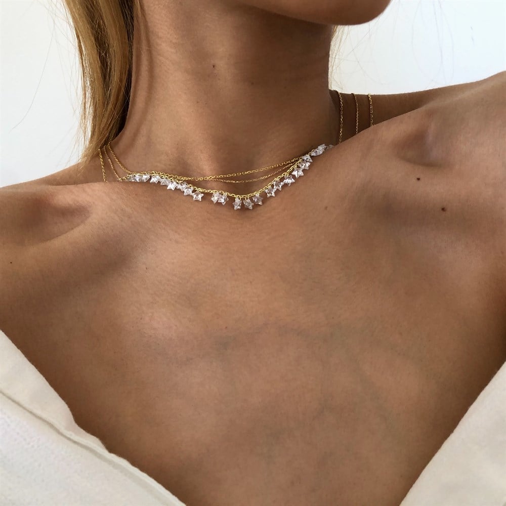 925 şeffaf yıldızlı choker