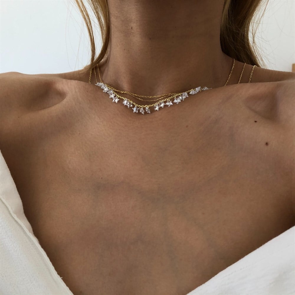 925 şeffaf yıldızlı choker
